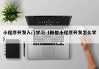 小程序开发入门学习（微信小程序开发怎么学）