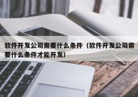 软件开发公司需要什么条件（软件开发公司需要什么条件才能开发）